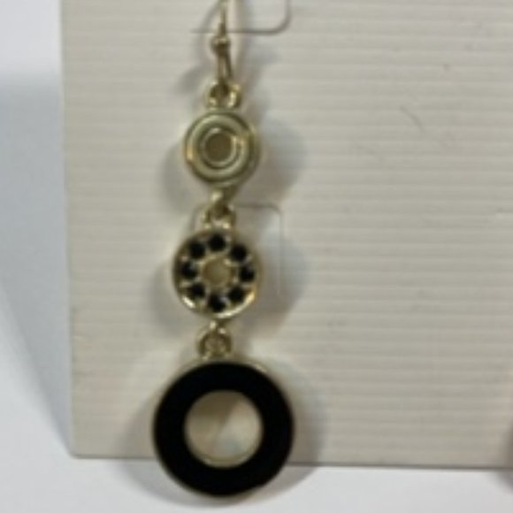 Lia Sophia Black Enamel "Dapple" Dangle Earrings - Picture 2 of 3